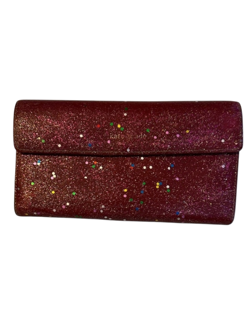 kate spade burgundy glitter confetti clutch